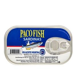 Sardinas En Aceite Vegetal Paco Fish 125 Gr