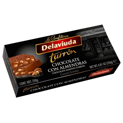 Turron Chocolate Con Almendras Delaviuda 200 Gr