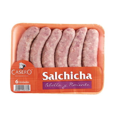 Salchicha Con Cebolla Y Pimientos Casero 6 Und/Paq