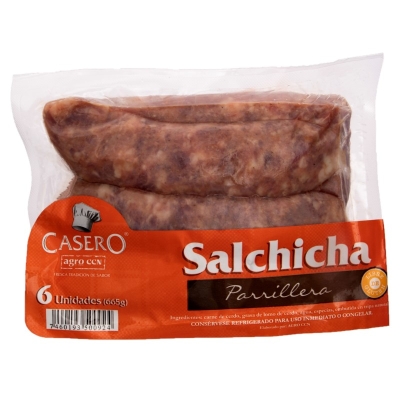 Salchicha Parrillera Casero 6 Und/Paq