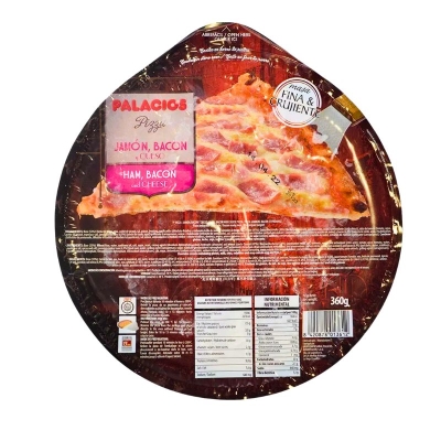 Pizza Jamon, Bacon Y Queso Palacios 360 Gr