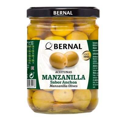 Aceitunas Manzanilla Con Hueso Bernal 250 Gr