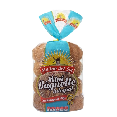 Pan Mini Baguette Integral Mi Trigo Molino Del Sol 8 Und/Paq