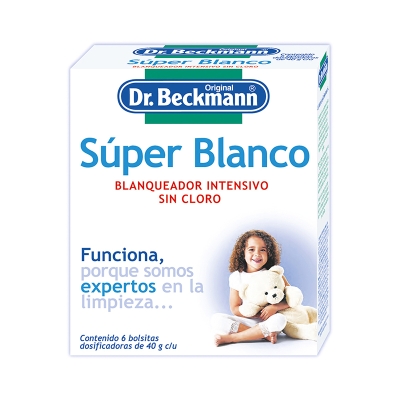 Blanqueador Intensivo Super Blanco Sin Cloro Dr Beckmann 6 Und/Paq 40 Gr