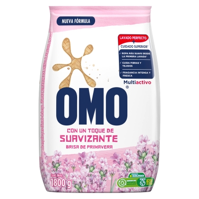 Detergente En Polvo Con Suavizante Fragancia Brisa De Primavera Omo 1.8 Kg