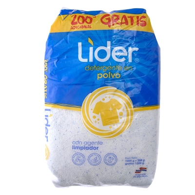 Detergente En Polvo Lider 1000 Gr + 200 Gr Gratis