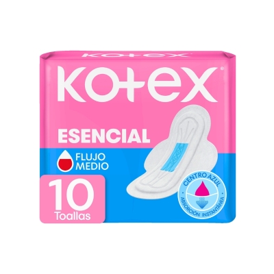 Toallas Kotex Essencial Con Aloe Vera 10 Und/Paq