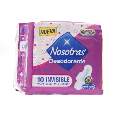 Toallas Femeninas Invisibles Con Desodorante Nosotras 10 Und/Paq