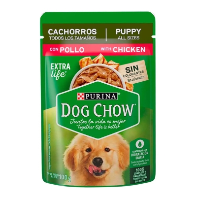 Alimento para Perros Cachorros Trozos de Pollo Dog Chow 100 Gr