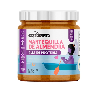 Mantequilla De Almendra Alta En Proteina Sin Endulzar Virgin Nature 16 Onz