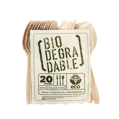 Cucharas Desechables Biodegradables Eco Bio Green 20 Und/Paq