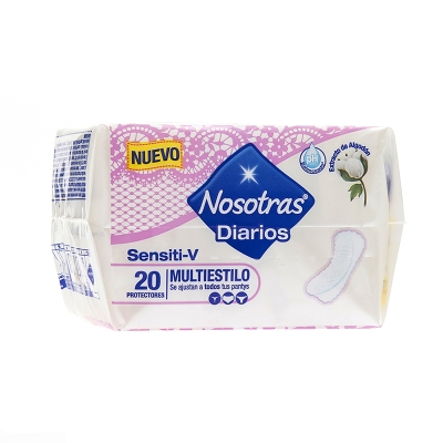 Protectores Diarios Sensitive Multiestilo Nosotras 20 Und/Paq