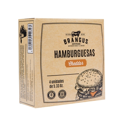 Hamburguesa Con Queso Cheddar Brangus 4 Und/Paq
