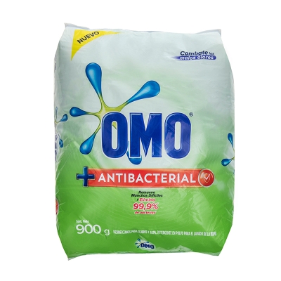 Detergente En Polvo Antibacterial Omo 900 Gr