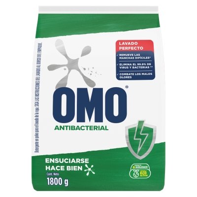 Detergente En Polvo Antibacterial Omo 1800 Gr