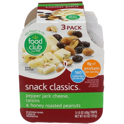 Queso Pepper Jack Con Mani Y Pasas Snak Pack Food Club 4.5 Onz