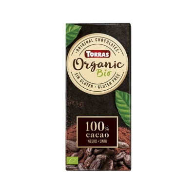 Barra de Chocolate 100% Cacao Sin Gluten Torras 100 Gr