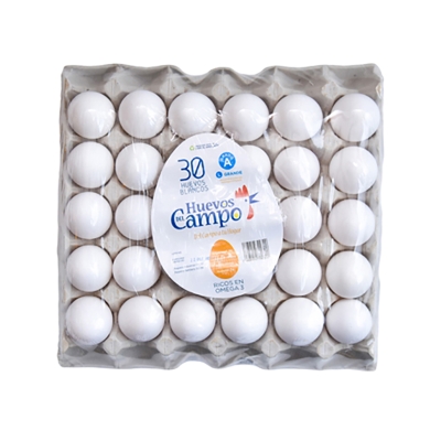 Huevos Blancos Extra Grandes Del Campo 30 Und/Paq