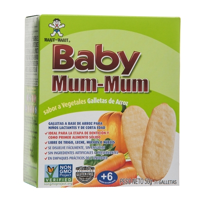 Galleta De Arroz Y Vegetales Para Bebes  Baby Mum Mum 6M+ 50 Gr