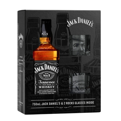 Set Whisky Jack Daniel'S Tennessee No.7 75 Cl + 2 Vasos