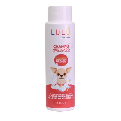 Shampoo Medicado Para Perros Y Gatos Lulú 16 Onz