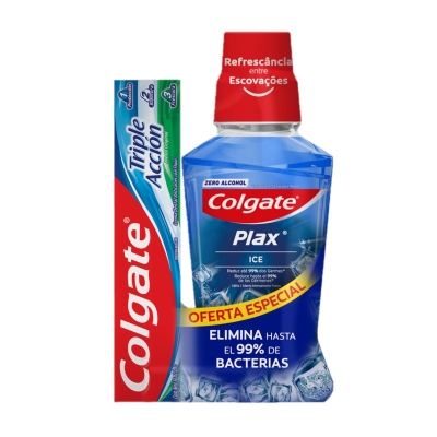 Enjuague Bucal Colgate Plax Ice 250 Ml con Pasta Dental Colgate Triple Acción 50 Ml