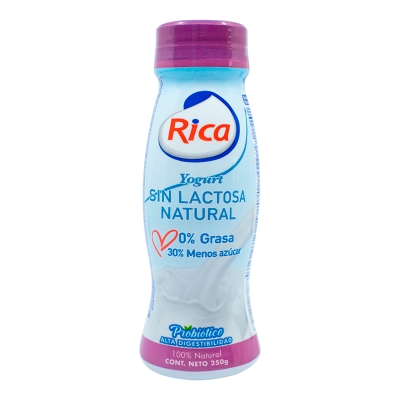 Yogurt Sin Lactosa Natural Rica 250 Gr