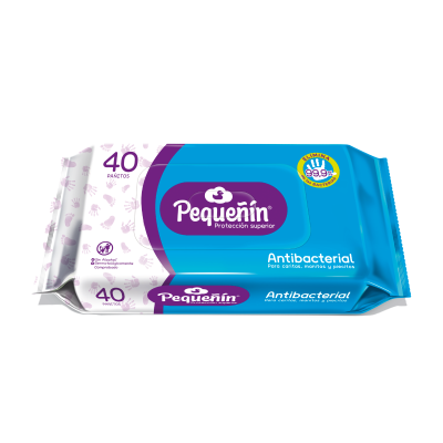 Toallitas Húmedas Antibacteriales Para Bebe Pequeñin 40 Und/Paq