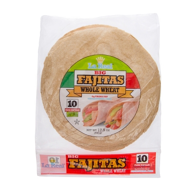 Tortilla Integral Para Fajitas 8'' La Real 10 Und/Paq