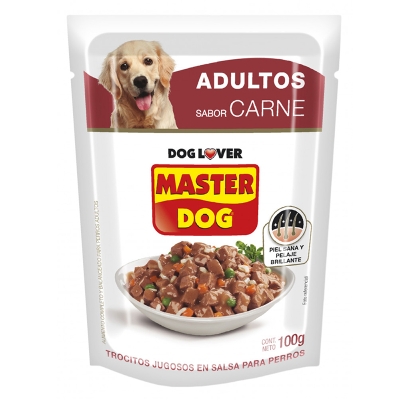 Alimento Humedo Para Perros Trocitos Sabor Carne Master Dog 100 Gr