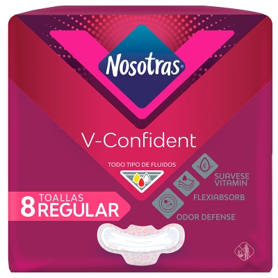Toallas V-Confident Regular Nosotras 8 Und/Paq