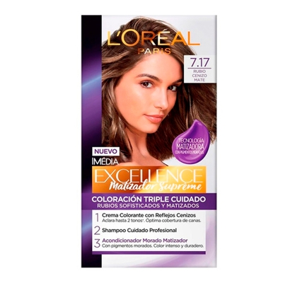 Tinte Rubio Cenizo Mate #7.17 Excellence Creme Loreal