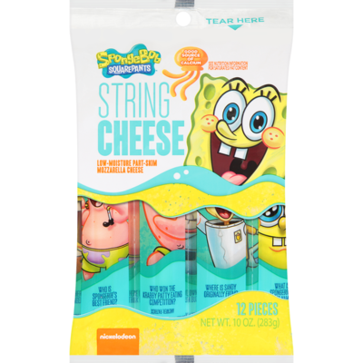 Queso Mozzarella String Nickelodeon Bob Esponja 12 Und/Paq