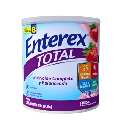 Suplememto Nutricional En Polvo Sabor Fresa Enterex Total 400 Gr