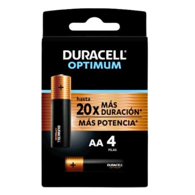 Pilas Alcalina Optimum AA Duracell 4 Und/Paq
