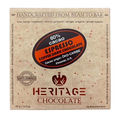 Chocolate Espresso 60% Cacao Heritage 70 Gr