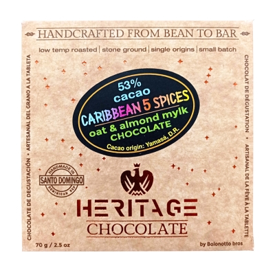 Chocolate Caribbean 5 Spices 53% Cacao Heritage 70 Gr