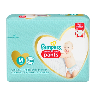 Pañales Premium Care Pants M (8-10 Kg) Pampers 30 Und/Paq