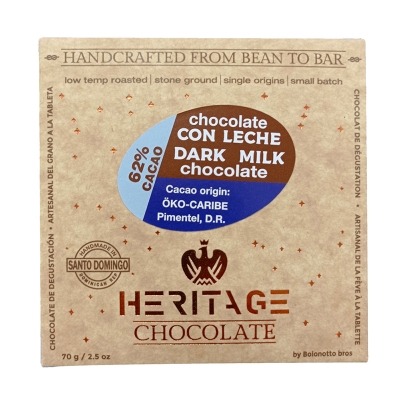 Chocolate Negro Con Leche 62% Cacao Heritage 70 Gr