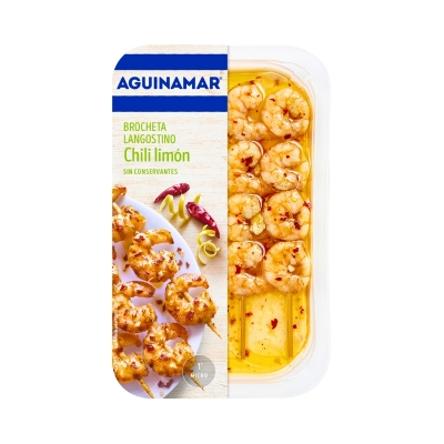 Brochetas de Camarones con Chile y Limón Royal 145 Gr