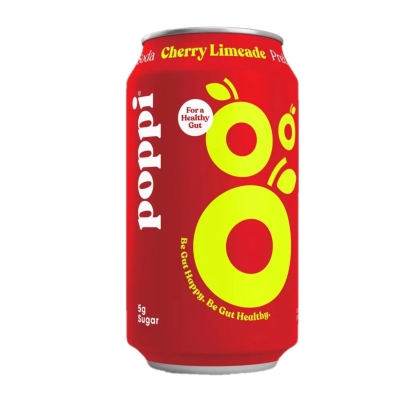 Soda Prebiotica Sabor a Cereza y Limón Poppi 12 Onz
