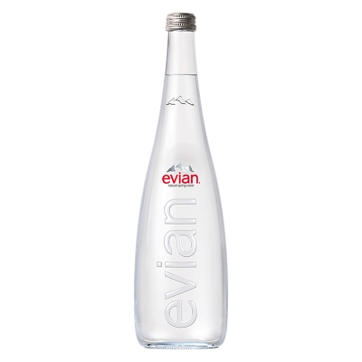 Agua Natural En Botella de Vidrio Evian 75 Cl