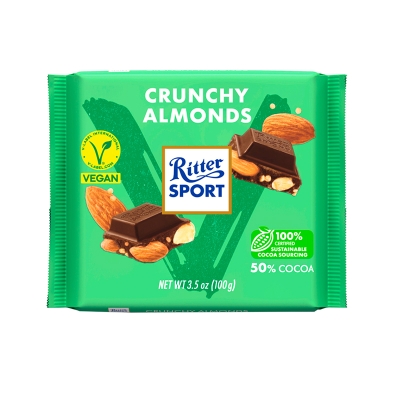 Chocolate Cruchy Almendras Vegan Ritter Sport 100 Gr.