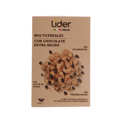 Cereal de Arroz y Trigo Con Chocolate Extra Negro Lider 300 Gr