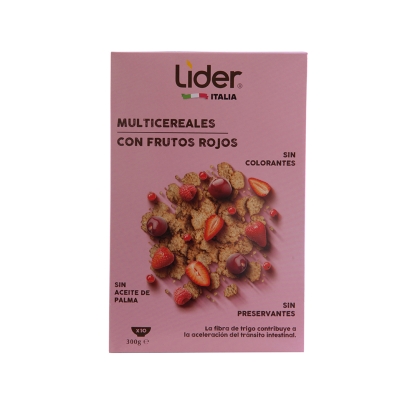 Cereal de Arroz y Trigo Con Frutos Rojos Lider 300 Gr