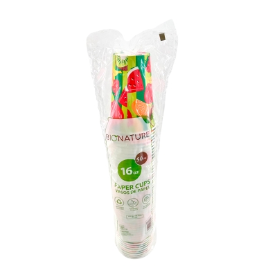 Vasos de Papel Frutal Bionature 16 Onz 50 Und/Paq