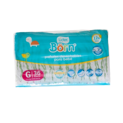 Pañales Desechables Para Bebe Grande Lider Born 36 Und/Paq