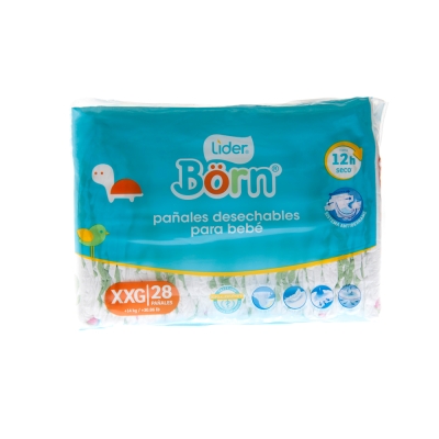 Pañales Desechable Para Bebe  XXG Lider Born 28 Und/Paq