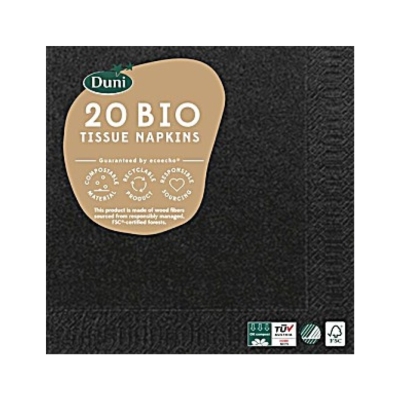 Servilleta Hojas Negras Bio 33x33 Duni 20Und/Paq