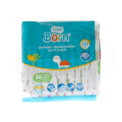 Pañales Desechables Para Bebe Mediano Lider Born 20 Und/Paq